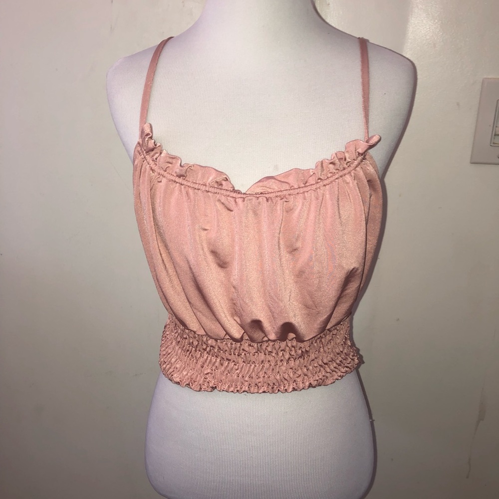 Urban Outfitters Satin Blush Cropped Tank